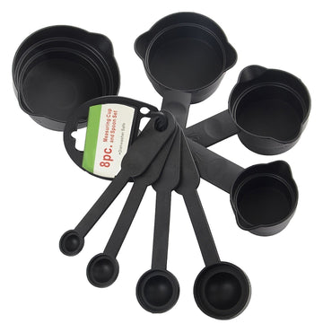 106 Plastic Measuring Cups And Spoons (8 Pcs Black) - Shop Gharse