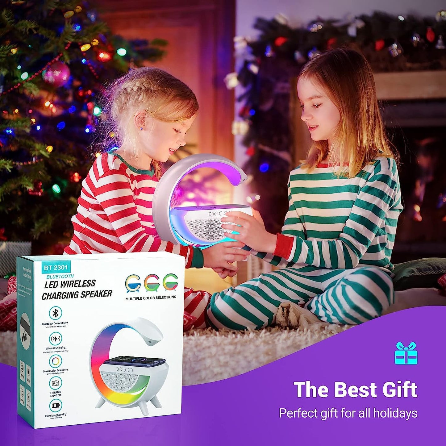 1393 3-in-1 Multi-function Led Night Lamp With Bluetooth Speaker Wireless Charging For Bedroom For Music Party And Mood Lighting - Perfect Gift For All Occasions - Shop Gharse