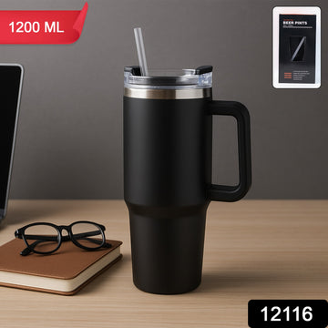 Premium 1200 Ml Stainless Steel Vacuum Insulated Travel Mug With Straw And Handle (1200ml 1 Pc)