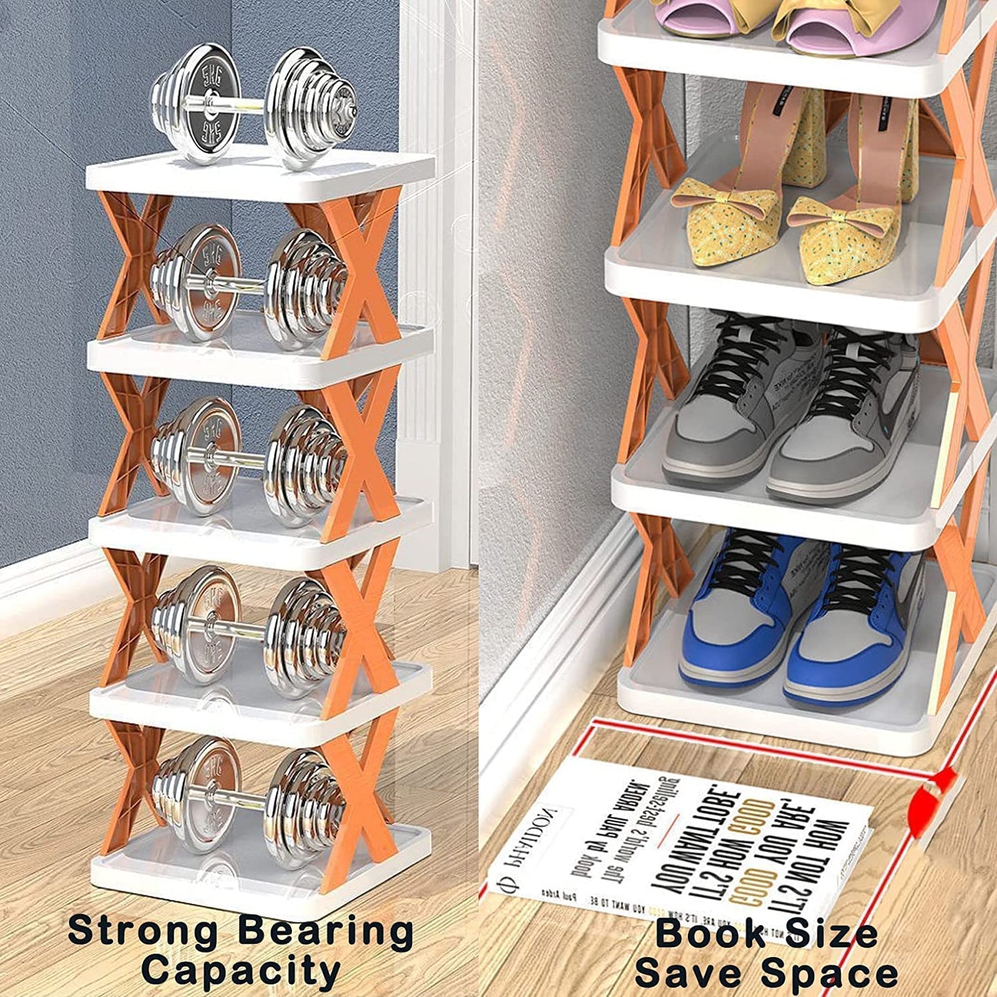 9097 Smart Shoe Rack With 6 Layer Shoes Stand Multifunctional Entryway Foldable Collapsible Door Shoe Rack Free Standing Heavy Duty Plastic Shoe Shelf Storage Organizer Narrow Footwear Home - Shop Gharse