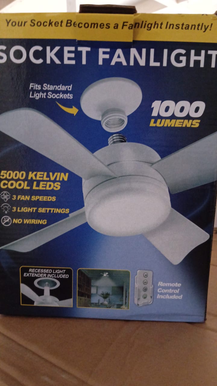 17845 Socket Fan Light Original - Cool Light Led Ceiling Fans With Lights And Remote Control Replacement For Lightbulb - Bedroom Kitchen Living Room1000 Lumens 5000 Kelvins Cool Leds (Remote Battery Not Included) - Shop Gharse
