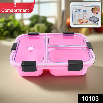 Plastic 3 Compartment Insulated Lunch Box Lunch Box (1 Pc) - Shop Gharse