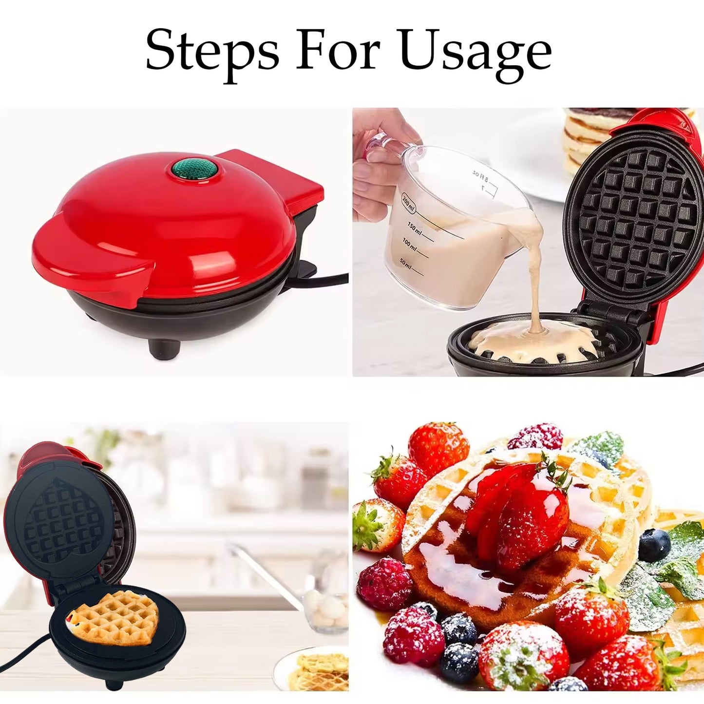Mini Waffle Maker Machine Waffle Iron Home Appliances Kitchen Gift Easy To Clean On-stick Surfaces Perfect Breakfast Dessert Sandwich Pan Cakes Paninis Other Snacks Machine - Shop Gharse