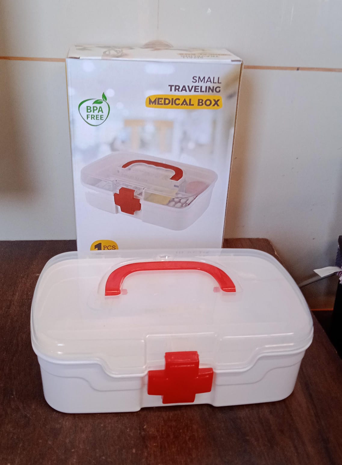 12980 3 Compartment Medical Box 1 Piece Indoor Outdoor Medical Utility Medicine Storage Box Detachable Tray Medical Box Multi Purpose Regular Medicine First Aid Box With Handle Transparent Lid Color Box - Shop Gharse