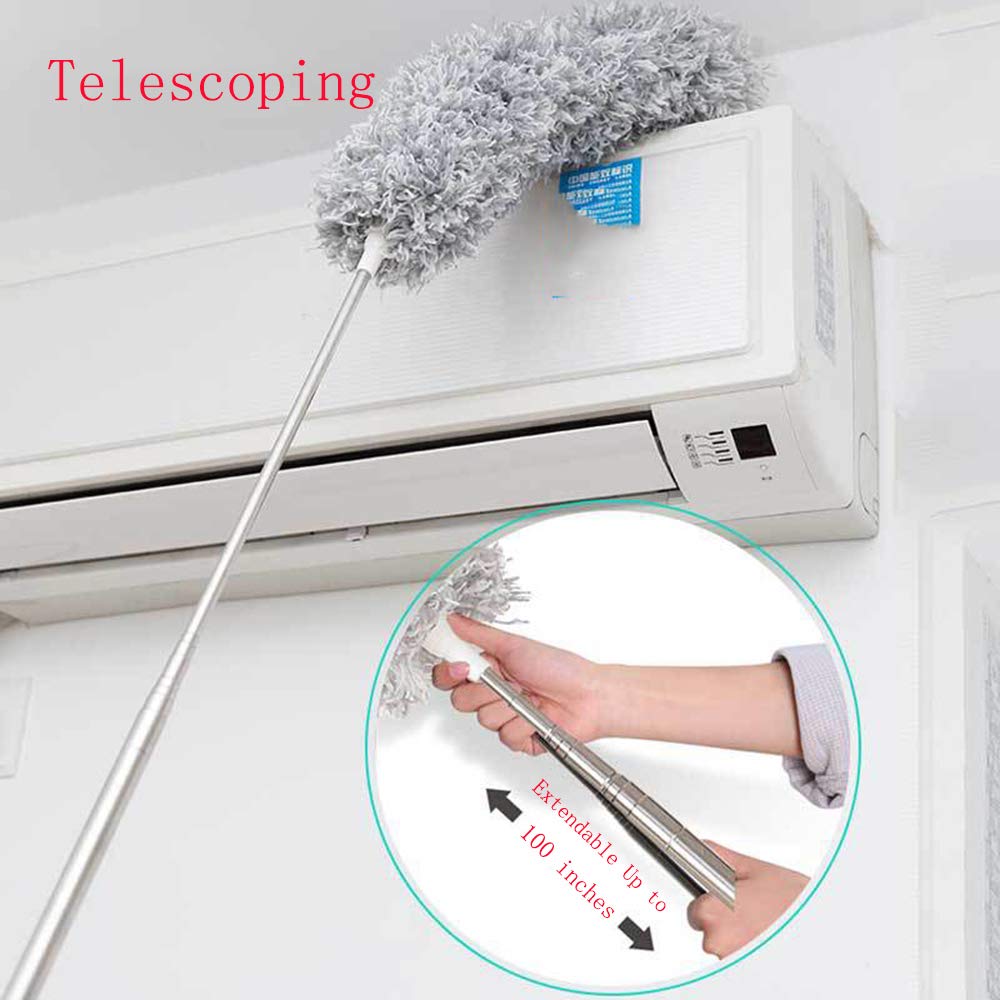 1279 Microfiber Dusters For Cleaning Telescoping Feather Duster With 100 Inches Extendable Handle Pole Dusting Cleaning Tools For Cleaning High Ceiling Ceiling Fan Blinds Cobwebs Furniture Cars - Shop Gharse
