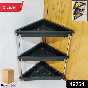 3-layer Multipurpose Plastic Corner Storage Rack - Shop Gharse