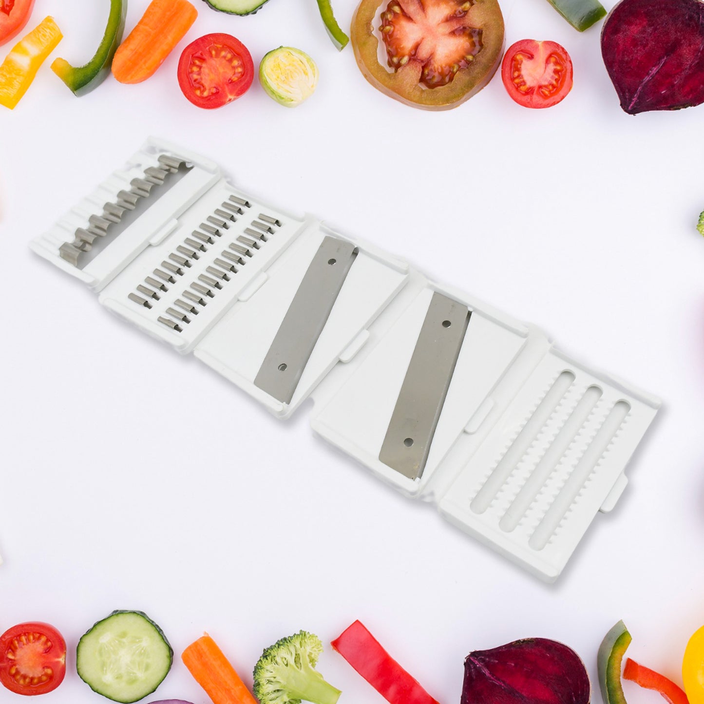 Vegetable Slicer Cutter - 6 Blades Kitchen Accessories Tools Appliances With Container Handle (1 Set) - Shop Gharse