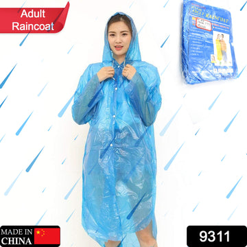 9311 Portable Adult Rain Coat Raincoat Waterproof Button Cardigan Portable Raincoat Adult Outdoor Traveling Plastic Material Raincoatrain Wearrain Suit For Outdoor Accessory (1pc)