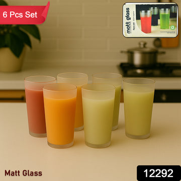 Matt Finish Glass Tumbler Set (Approx 300ml 6 Pc) - Shop Gharse