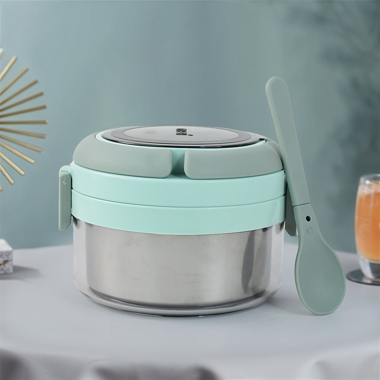Ganesh Tiara 400ml Stainless Steel Insulated Lunch Box With Leakproof Lid Folding Spoon - Shop Gharse