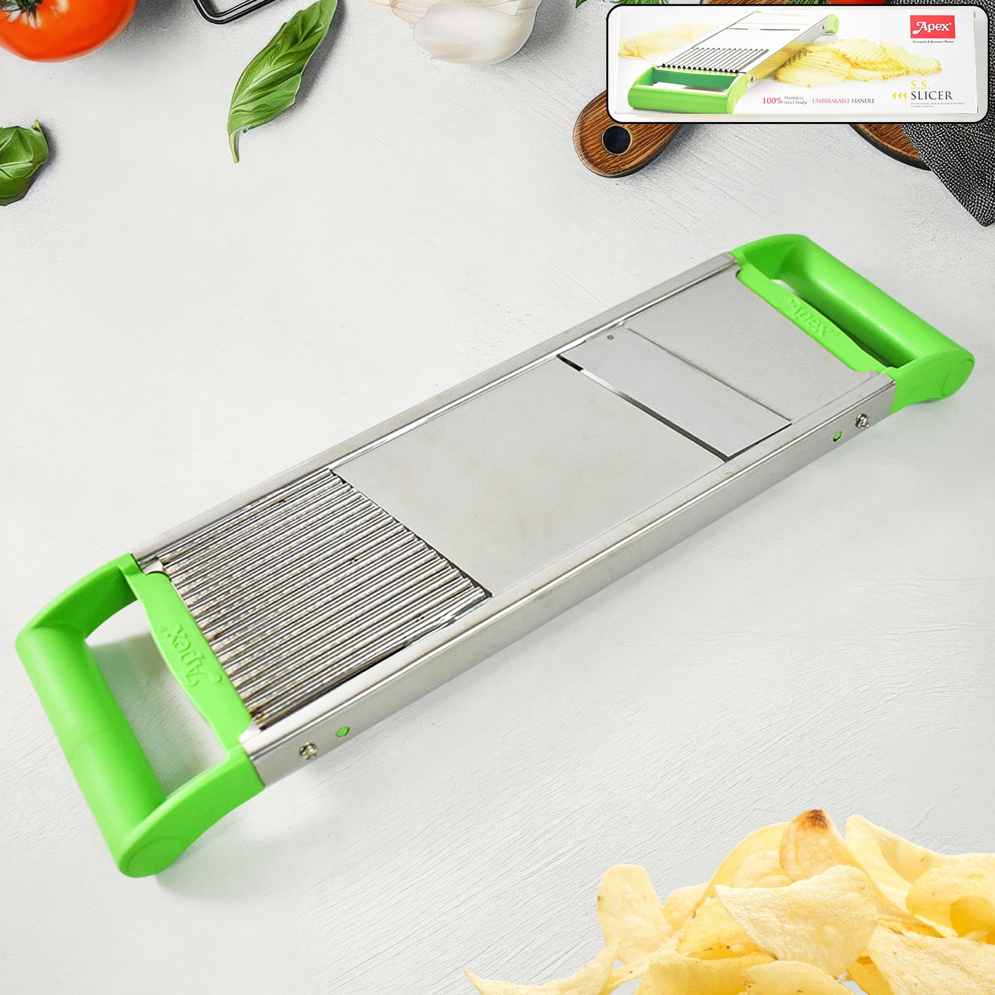 Apex Stainless Steel Vegetable Slicer (2-in-1) - Shop Gharse