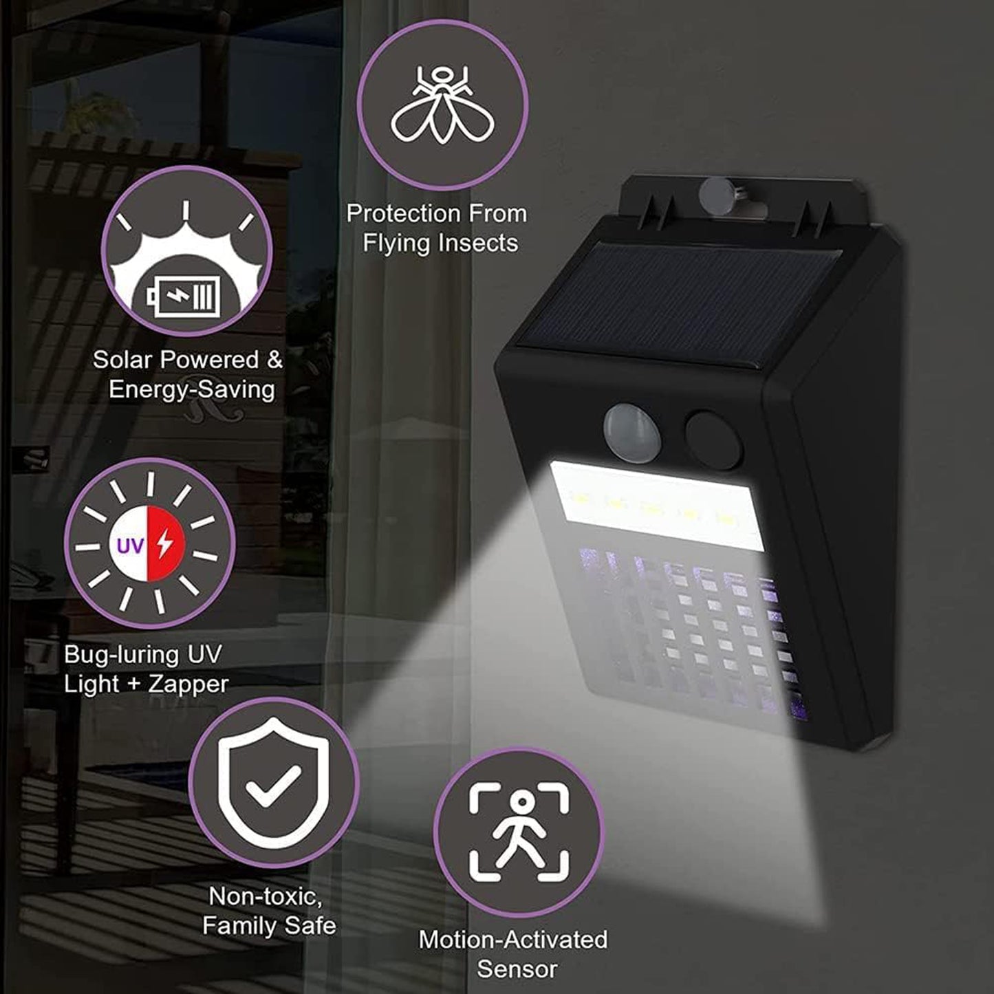 Bug Zapper Outdoor 2 In 1 Solar Mosquito Zapper Lamps (1 Pc) - Shop Gharse