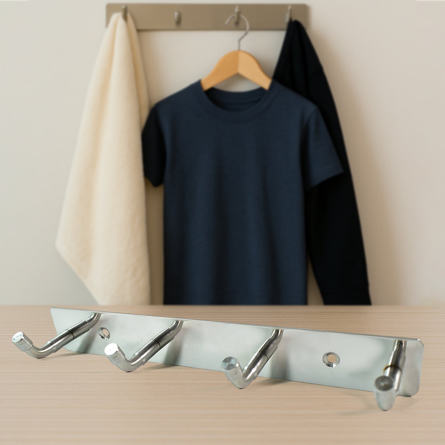 Stainless Steel Wall Mounted Coat 4 Hook Rack (20x3 1 Pc) - Shop Gharse