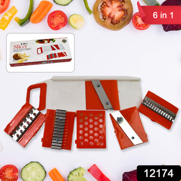 Plastic 6 In 1 Vegetables Slicer Cutter And Fruit Dicer Grater (1 Set) - Shop Gharse