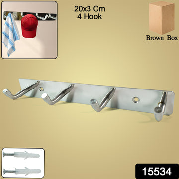 Stainless Steel Wall Mounted Coat 4 Hook Rack (20x3 1 Pc) - Shop Gharse