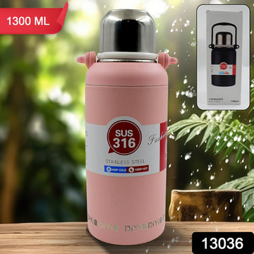 13036 Stainless Steel Tumblers 316 Stainless Steel Vacuum Insulated Cup Bottle Portable Travel Kettle Water Bottle With Handle Outdoor Large Capacity Sports Kettle Cups Bottle (1300 Ml) - Shop Gharse