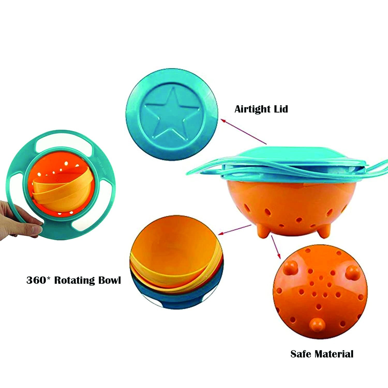 0617 Portable Non Spill Feeding Toddler Gyro Bowl 360 Degree Rotating Dish - Shop Gharse