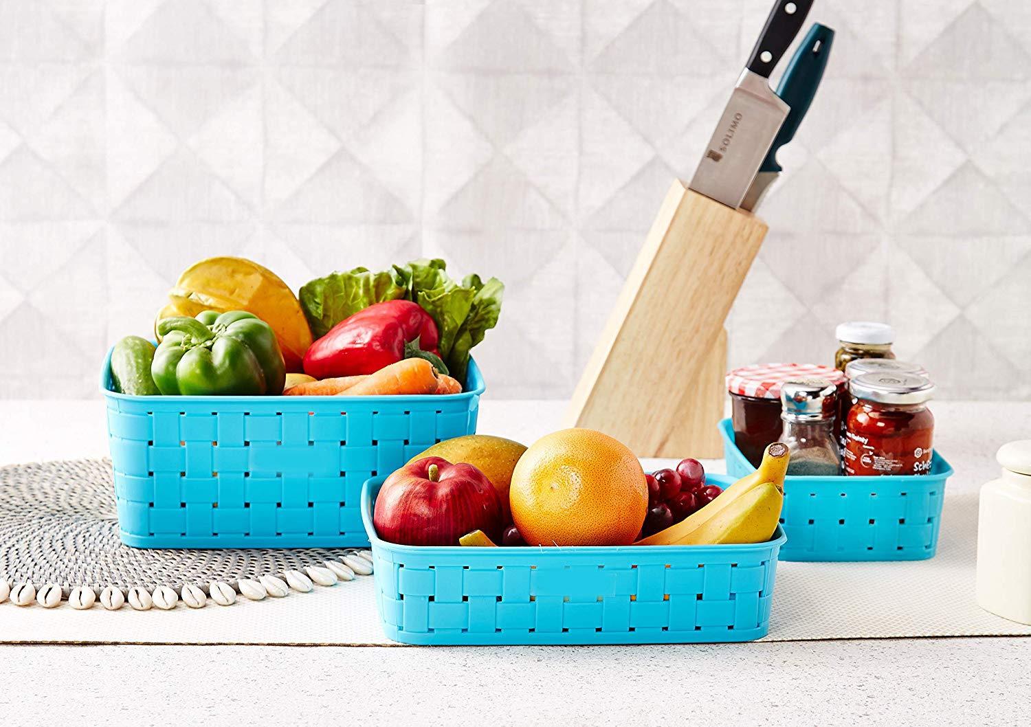 062 Smart Baskets For Storage(Set Of 3) Sky Blue - Shop Gharse