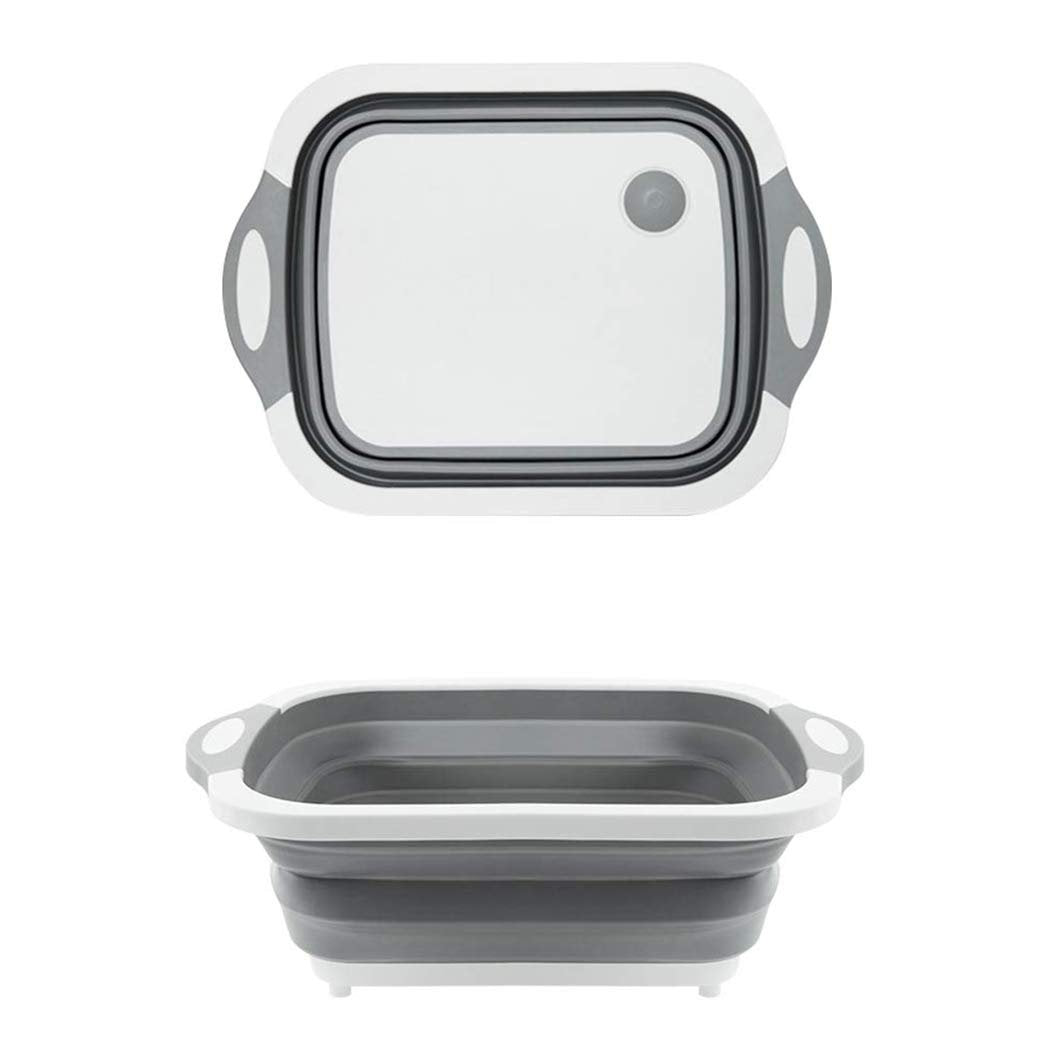 098 Foldable Chopping Board Dish Rack Washing Bowl  Draining Basket 3in1 Multi-function - Shop Gharse