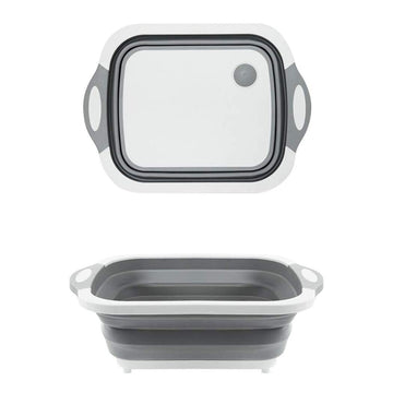 098 Foldable Chopping Board Dish Rack Washing Bowl  Draining Basket 3in1 Multi-function - Shop Gharse