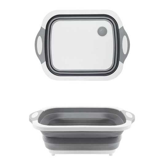098 Foldable Chopping Board Dish Rack Washing Bowl  Draining Basket 3in1 Multi-function - Shop Gharse