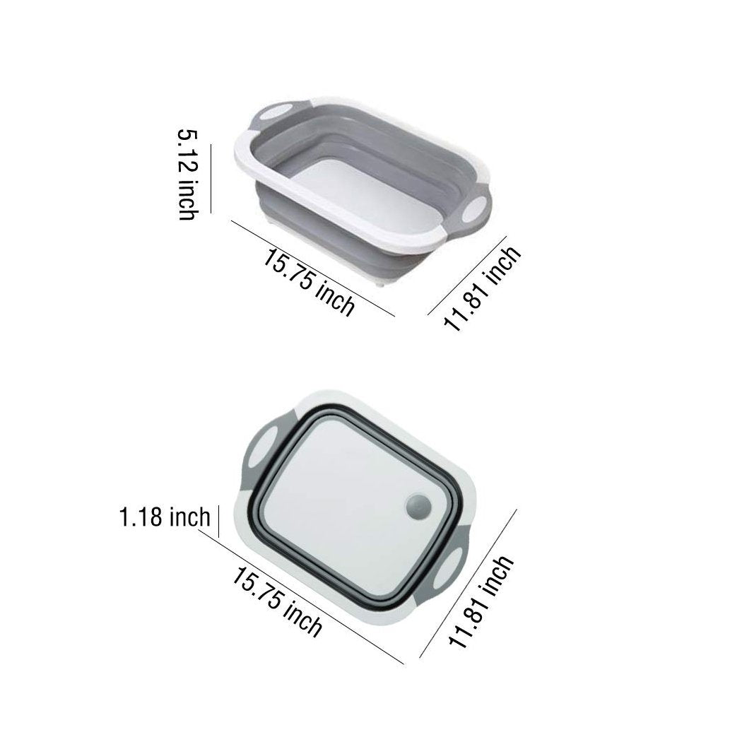 098 Foldable Chopping Board Dish Rack Washing Bowl  Draining Basket 3in1 Multi-function - Shop Gharse