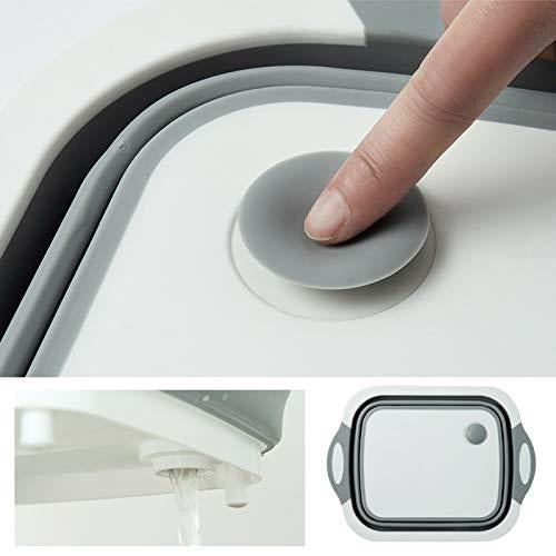 098 Foldable Chopping Board Dish Rack Washing Bowl  Draining Basket 3in1 Multi-function - Shop Gharse
