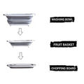 098 Foldable Chopping Board Dish Rack Washing Bowl  Draining Basket 3in1 Multi-function - Shop Gharse