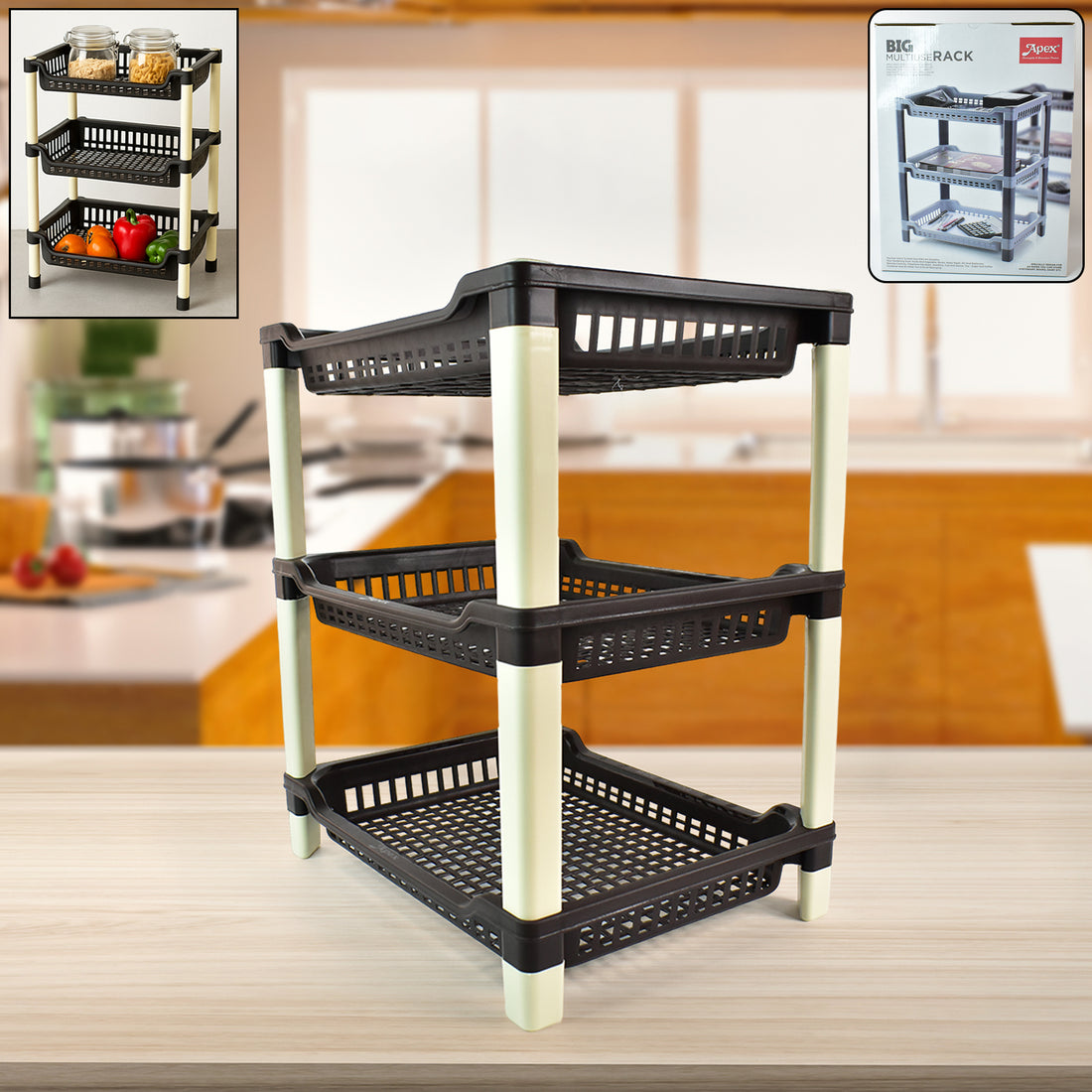 Apex Big Multi Use Plastic Storage Rack  3-tier (1 Pc) - Shop Gharse