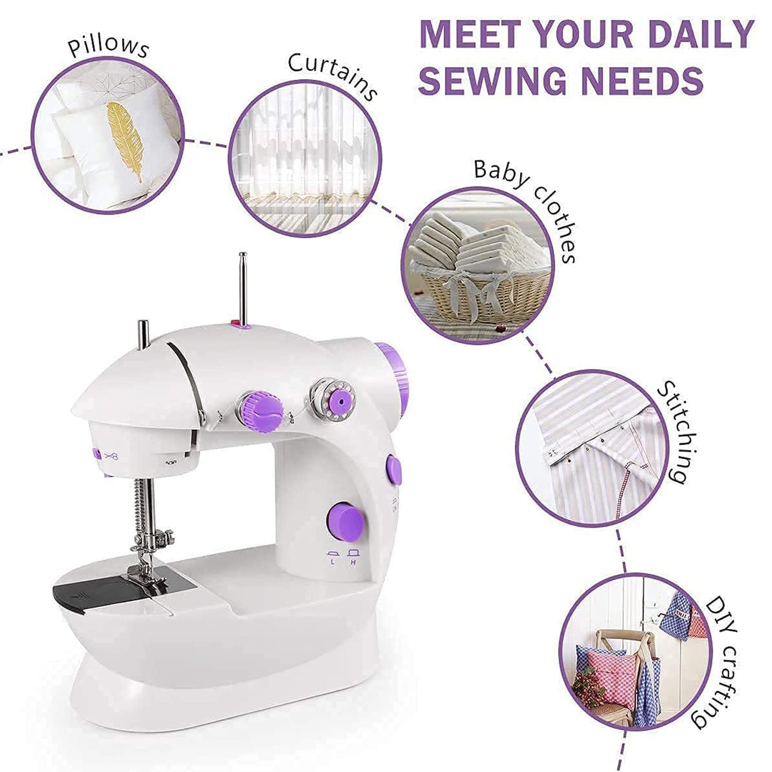 12917 Home Tailoring Sewing Machine With Extension Table Set Foot Pedal Adapter Mini Electric Silai Machine Portable Stitching Machinetailoring Machine - Shop Gharse
