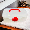 12980 3 Compartment Medical Box 1 Piece Indoor Outdoor Medical Utility Medicine Storage Box Detachable Tray Medical Box Multi Purpose Regular Medicine First Aid Box With Handle Transparent Lid  Color Box - Shop Gharse
