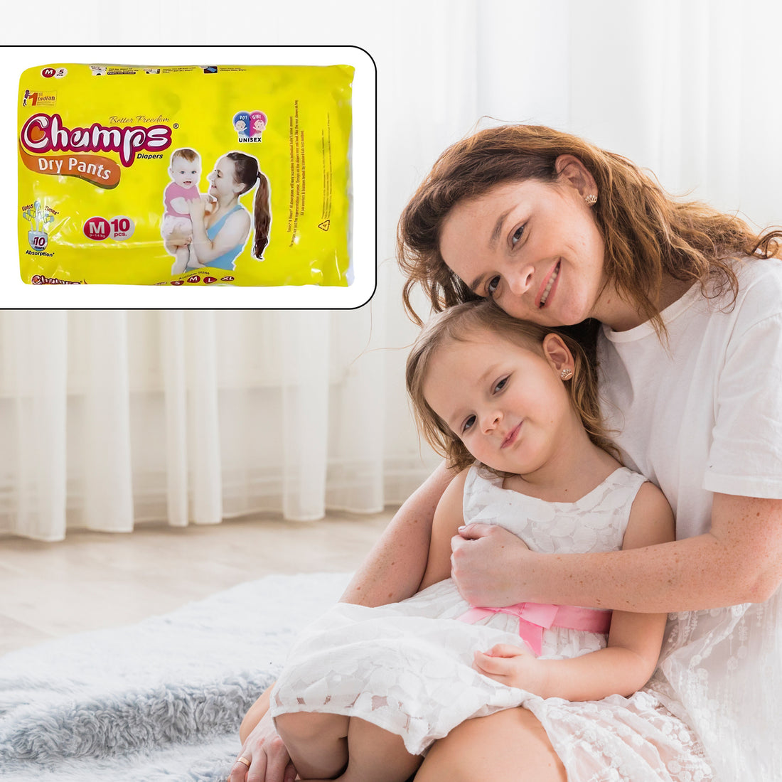 0966 Medium Champs Dry Pants Style Diaper- Medium (10 Pcs) Best For Travel  Absorption Champs Baby Diapers Champs Soft And Dry Baby Diaper Pants (M 10 Pcs ) - Shop Gharse