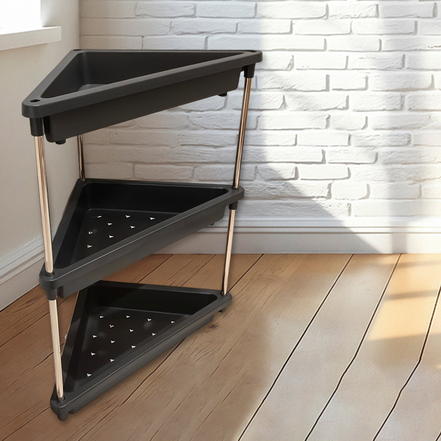 3-layer Multipurpose Plastic Corner Storage Rack - Shop Gharse
