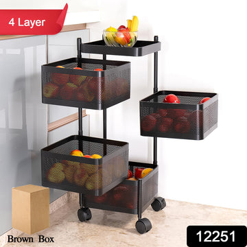 Metal Square High Quality Kitchen Trolley With Wheels (4 Layer  1 Pc) - Shop Gharse