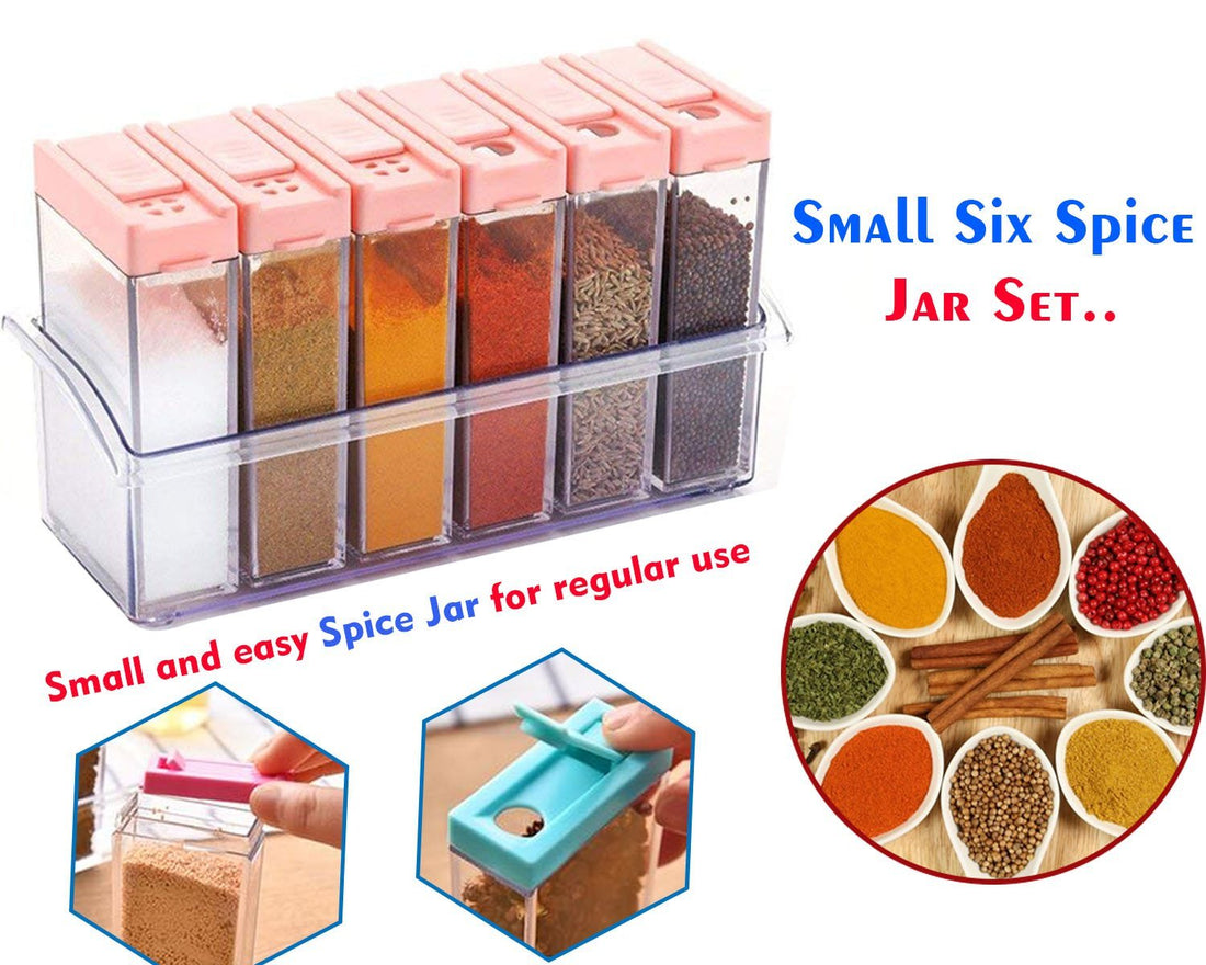 122 Plastic Spice Jars (6 Pcs 14x22x8cm Multicolour) - Shop Gharse