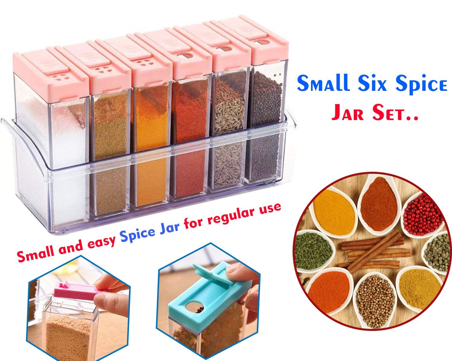 122 Plastic Spice Jars (6 Pcs 14x22x8cm Multicolour) - Shop Gharse