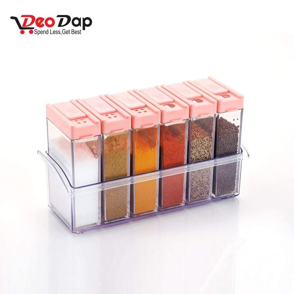 122 Plastic Spice Jars (6 Pcs 14x22x8cm Multicolour) - Shop Gharse