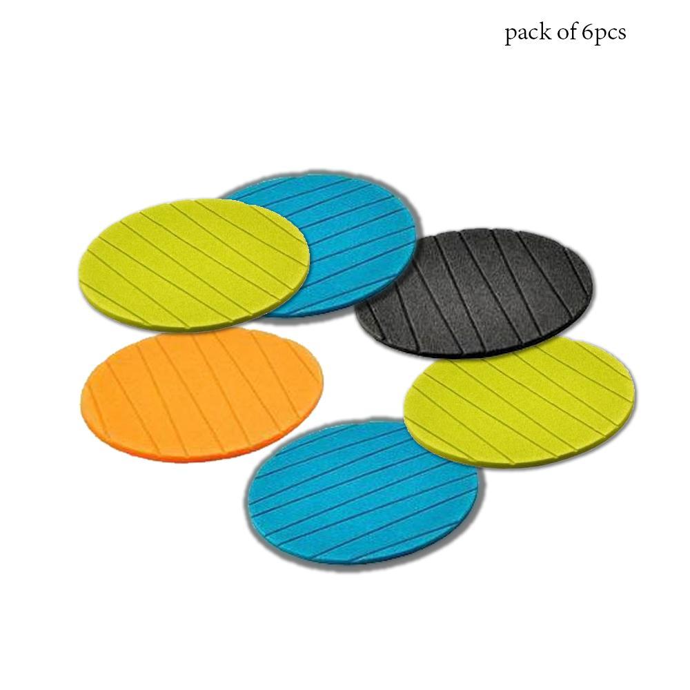 129 6 Pcs Useful Round Shape Plain Silicone Cup Mat Coaster Drinking Tea Coffee Mug Wine Mat For Home - Shop Gharse