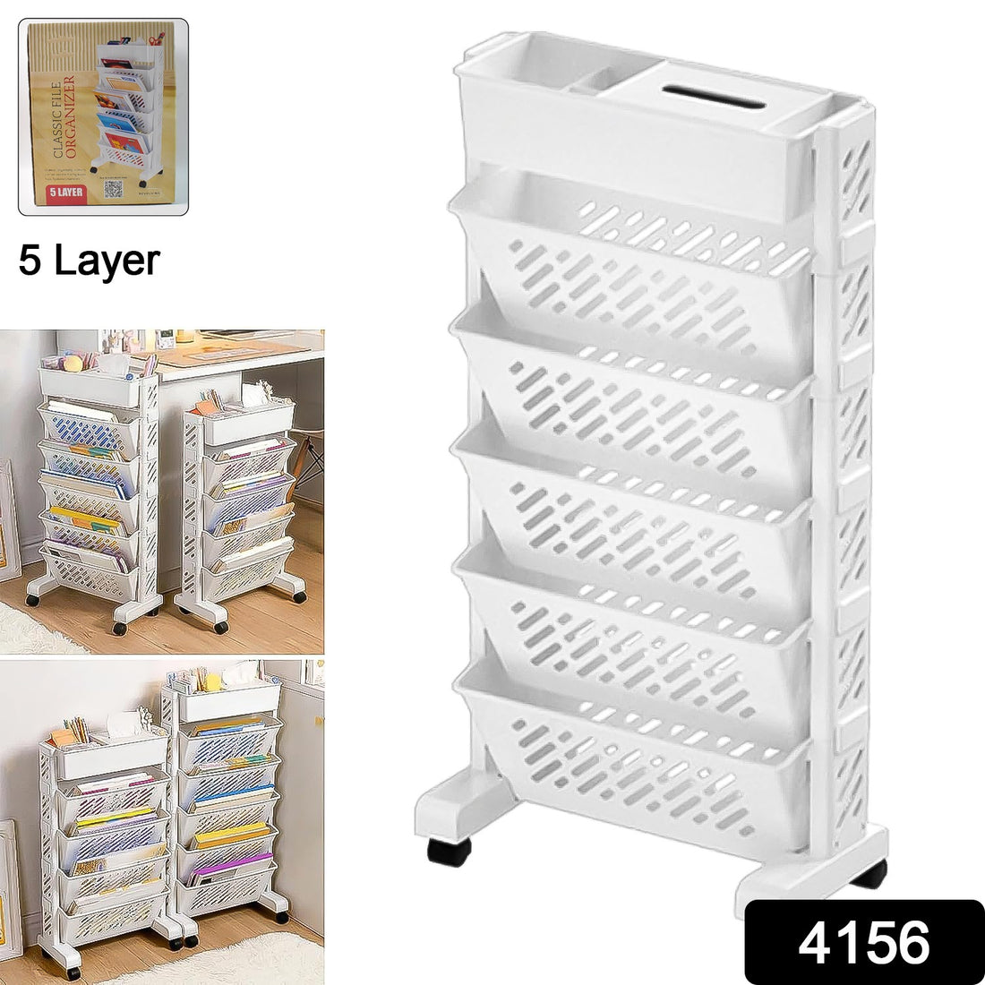 Movable Bookshelf Large Capacity Rotatable Plastic Rolling Organization Shelf  Rack - Shop Gharse
