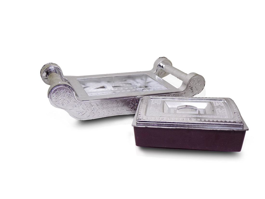 2091 Multipurpose 4 Section Royal Design Silver Storagegift Box - Shop Gharse
