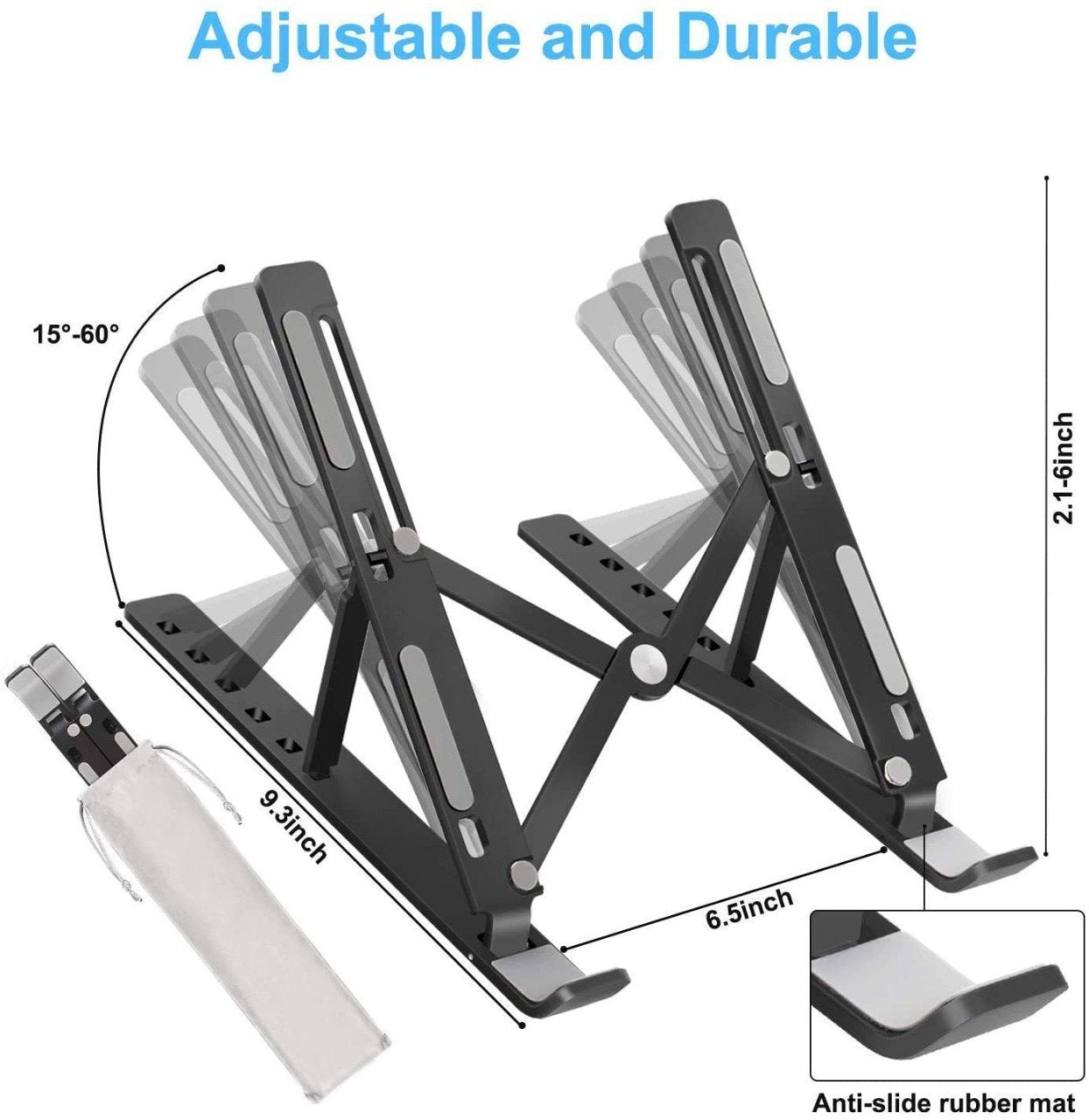 1320 Adjustable Laptop Stand Holder With Built-in Foldable Legs And High Quality Fibre - Shop Gharse