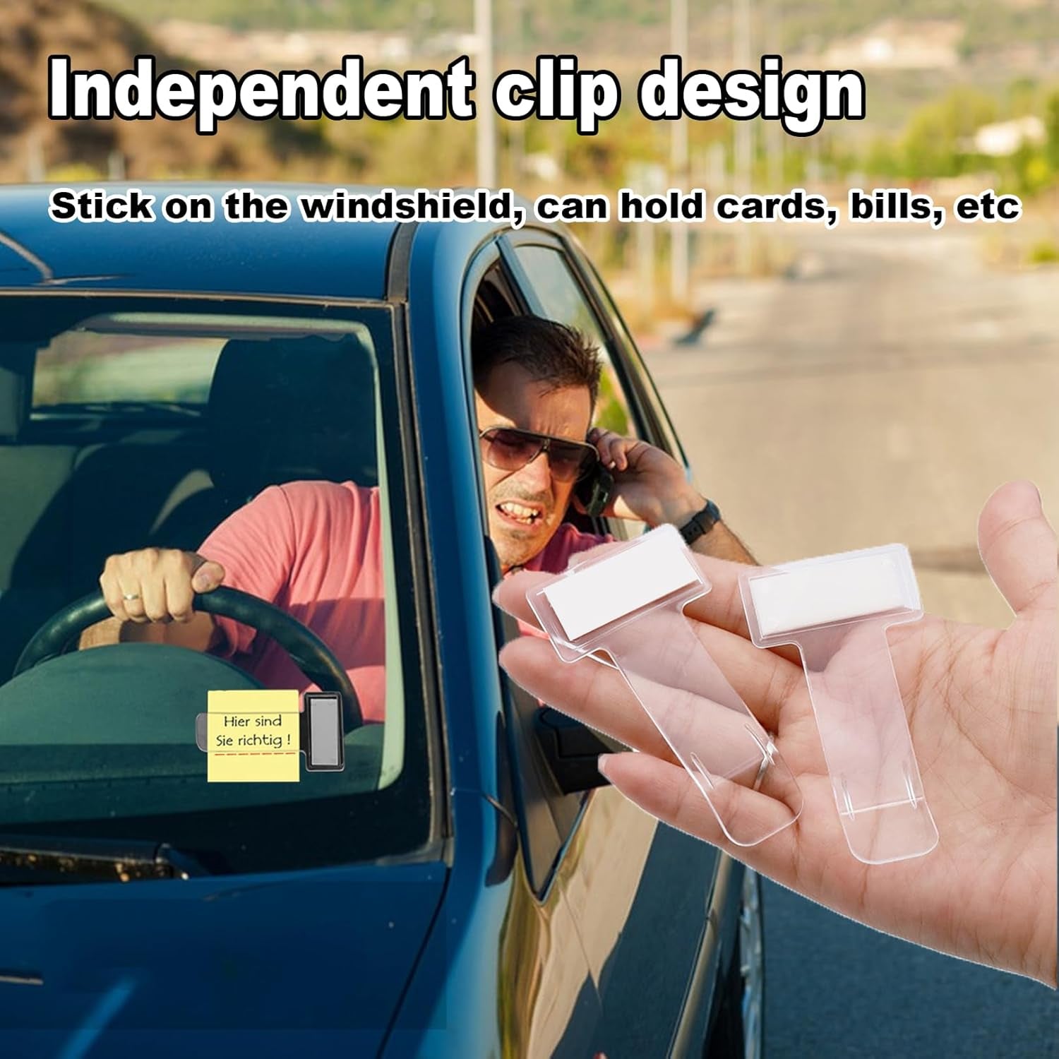 Windscreen Cardholder Fastag Stand Transparent Ticket Holder Car (2 Pc Set) - Shop Gharse