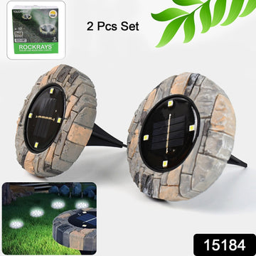 Disk Lights Slate  Heavy Duty Outdoor Solar Pathway Lights  4 Led (2 Pc) - Shop Gharse