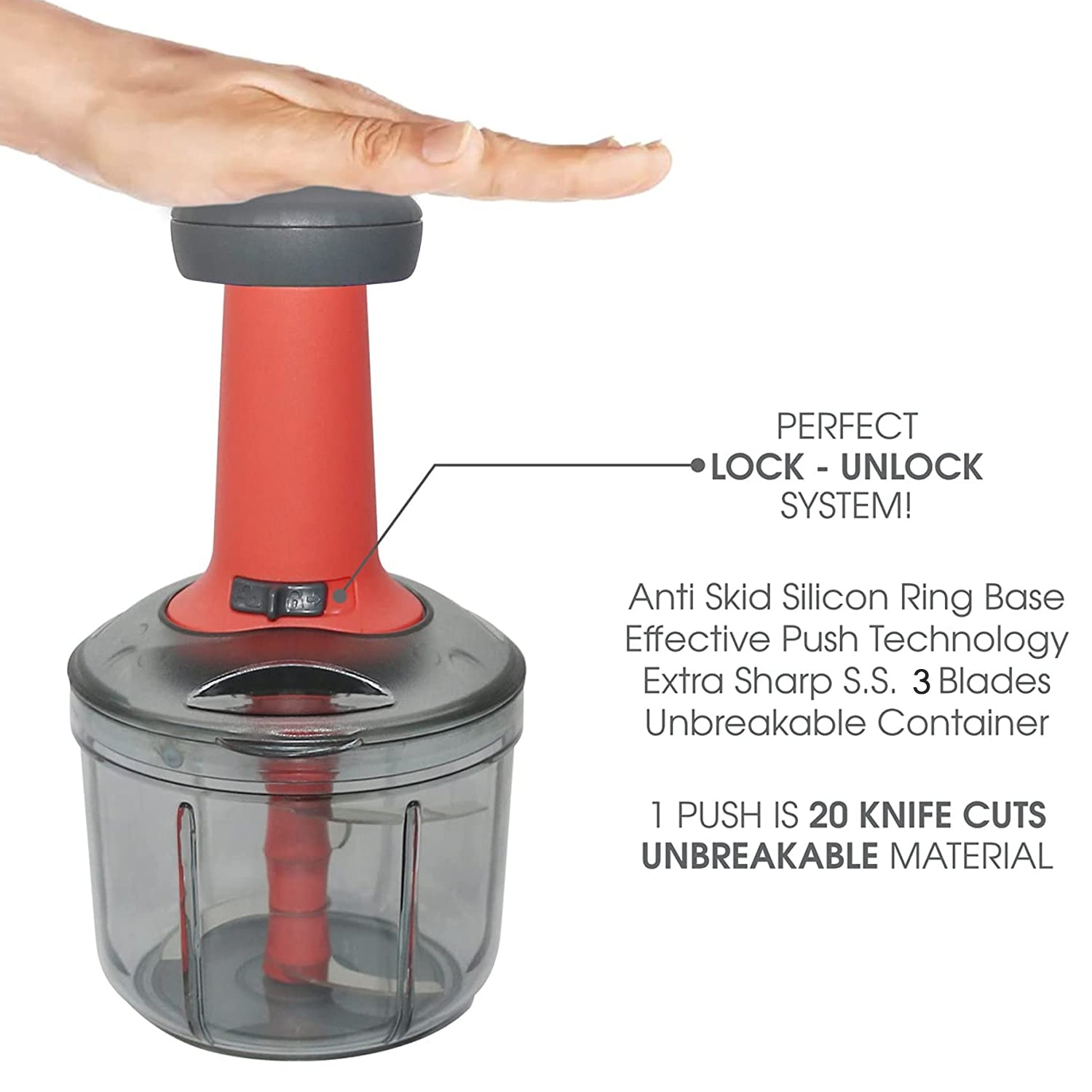 5901 Matte Finish Manual Hand Press Chopper For Kitchen Mini Handy  Compact Chopper With 3 Blades For Effortlessly Chopping Vegetables  Fruits For Your Kitchen. - Shop Gharse
