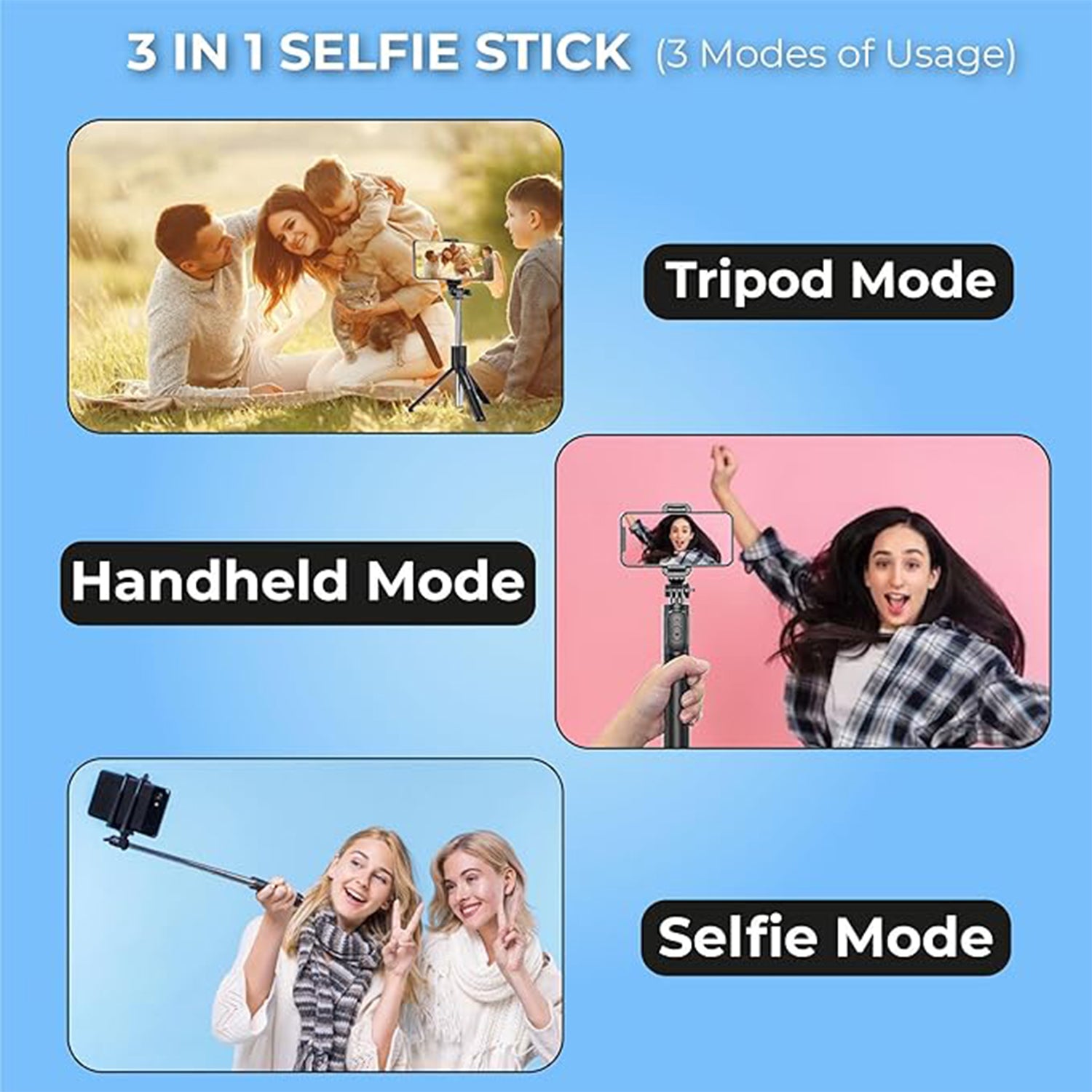 Selfie Stick With Tripod Stand (1 Pc  160 Cm Long Approx) - Shop Gharse
