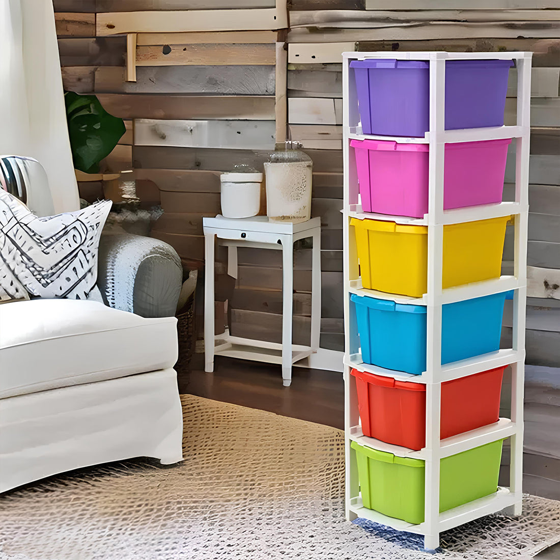 6-layer Multi-colored Plastic Storage Drawer Cabinet - Shop Gharse