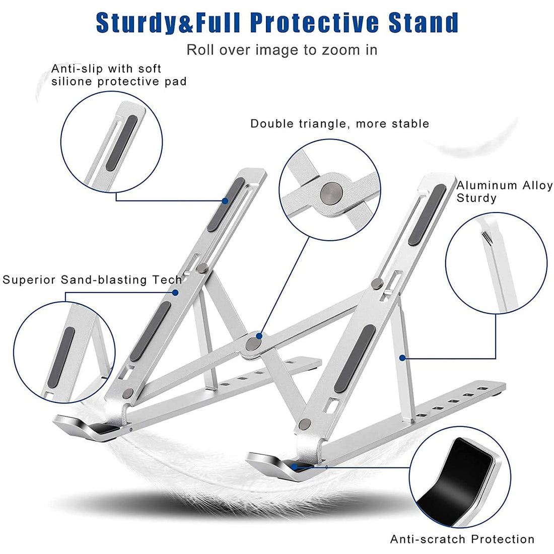 12874 Laptop Stand For Desk  Metal Portable Laptop Stand With 6 Adjustable Angles  Laptop Riser Phone And Tablet Stand  Compatible For All Laptop - Shop Gharse