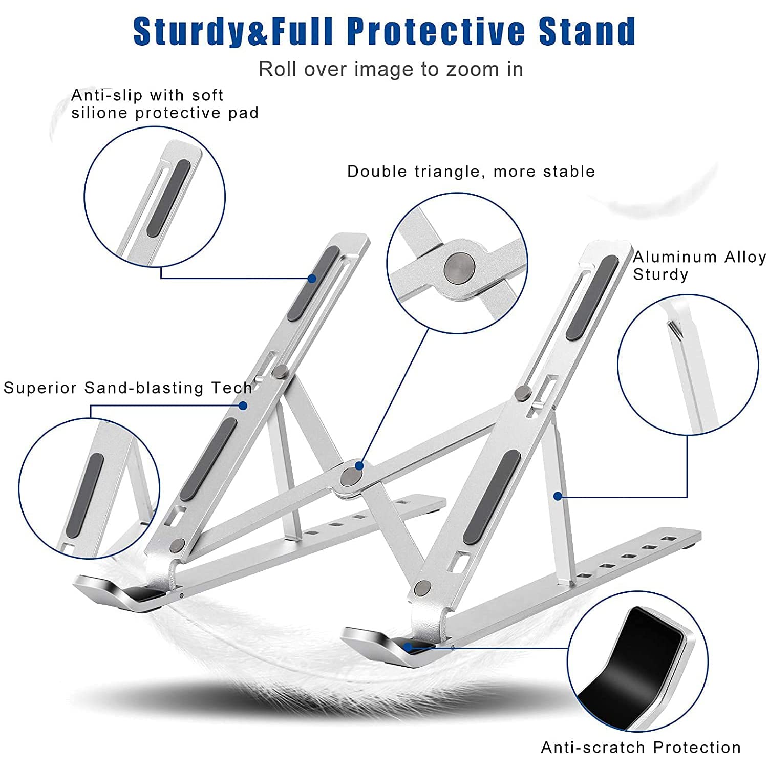 12874 Laptop Stand For Desk  Metal Portable Laptop Stand With 6 Adjustable Angles  Laptop Riser Phone And Tablet Stand  Compatible For All Laptop - Shop Gharse