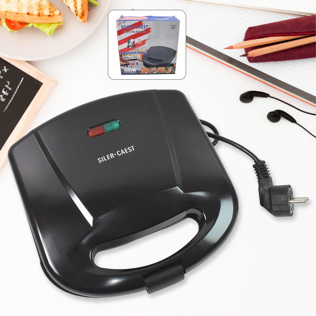 2819 Sandwich Maker Makes Sandwich Non-stick Plates Easy To Use With Indicator Lights - Shop Gharse