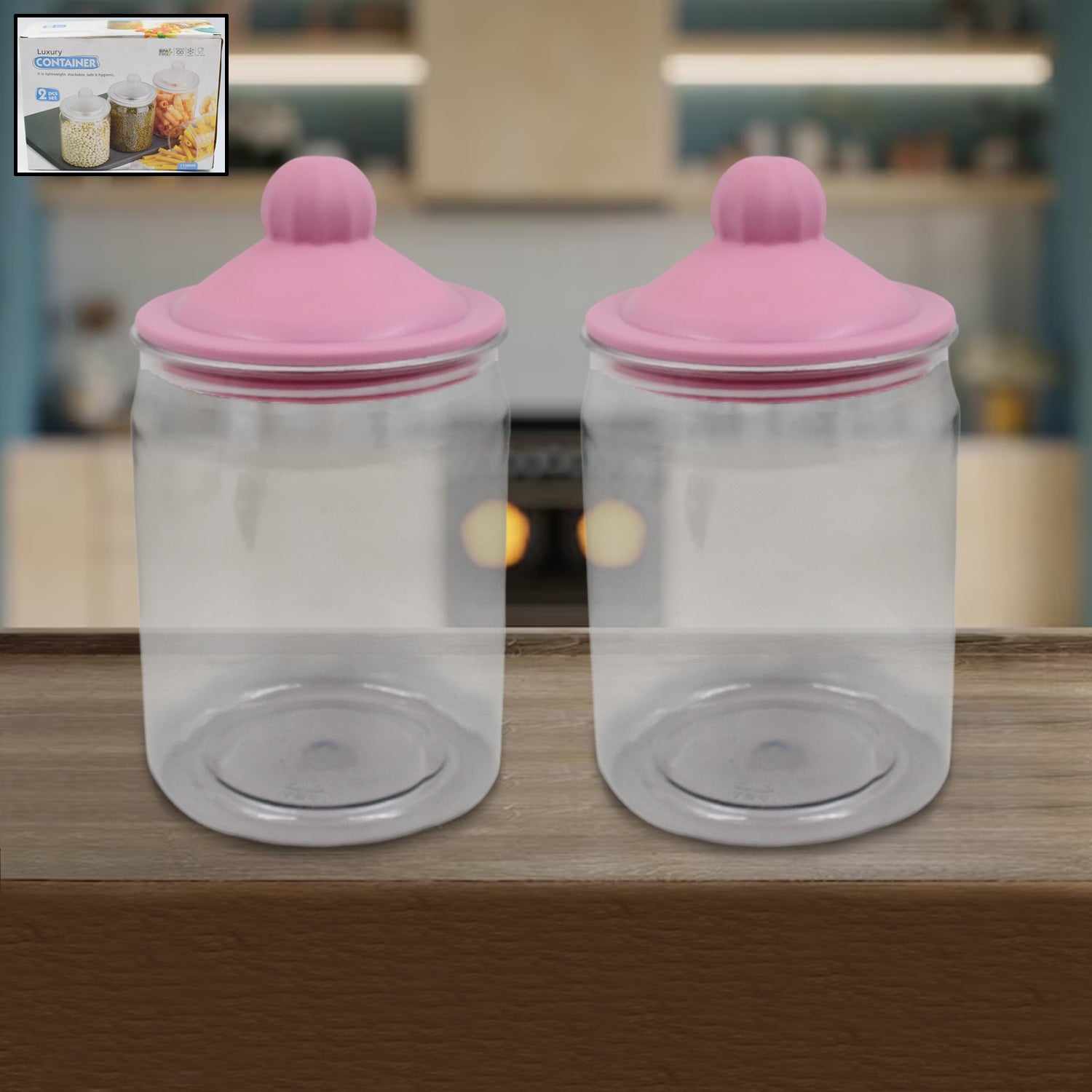 Transparent Kitchen Plastic Container Jar Set (2 Pcs Set  1100 Ml Approx) - Shop Gharse